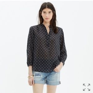 Madewell Shirred Popover Shirt In Dot M